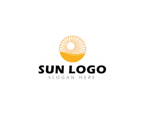 Abstract Sun Logo. Geometric Lines of Sunburst. Flat Vector Logo Design Template Element for Nature and Vacation Logos.