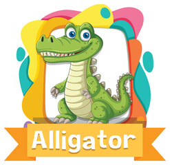 Fototapeta premium Smiling alligator with colorful background frame