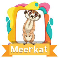 Cute meerkat standing with colorful background