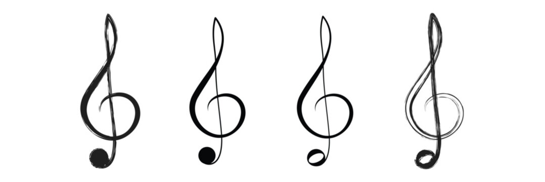 Set of Musical Notes and Clef Symbols. Simple Music Icon Vector Illustration