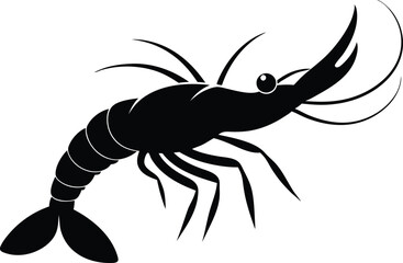shrimp vector silhouette, shrimp icon vector, Sea lobster

