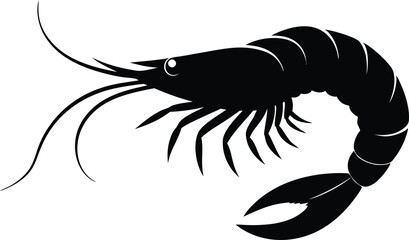 shrimp vector silhouette, shrimp icon vector, Sea lobster

