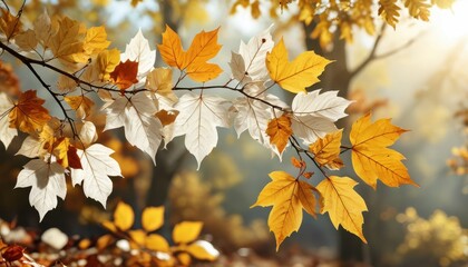 Obraz premium Autumn Leaves in the Sunlight.