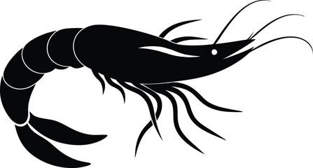 shrimp vector silhouette, shrimp icon vector, Sea lobster

