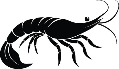 shrimp vector silhouette, shrimp icon vector, Sea lobster

