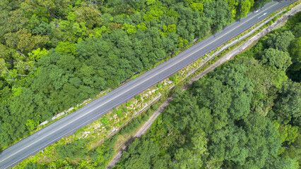 A road in middle of the mountain