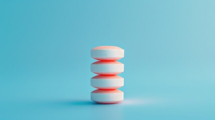 Stacked pills on blue background