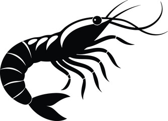 shrimp vector silhouette, shrimp icon vector, Sea lobster

