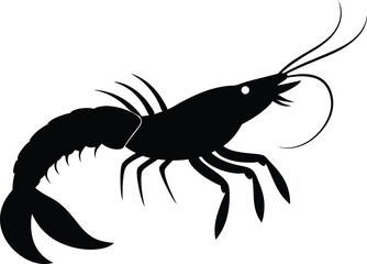 shrimp vector silhouette, shrimp icon vector, Sea lobster

