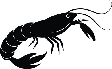 shrimp vector silhouette, shrimp icon vector, Sea lobster

