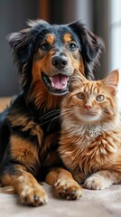 A photo of a dog and a cat together