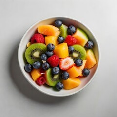 Top view healthy food salad in dish on white background 