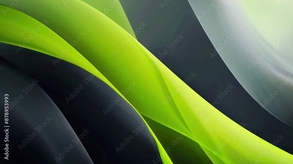 Fototapete Abstract Background, gradient blurs with contrasting shades transitioning from neon green to charcoal gray, evoking a dynamic and contemporary atmosphere with vivid, fluid transitions.