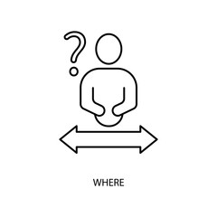 where concept line icon. Simple element illustration. where concept outline symbol design.