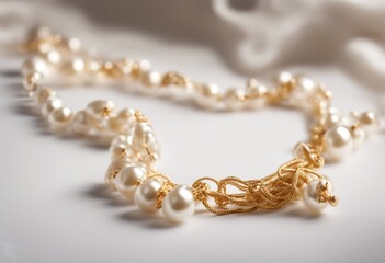 Obraz premium olated pearl necklace white gold png