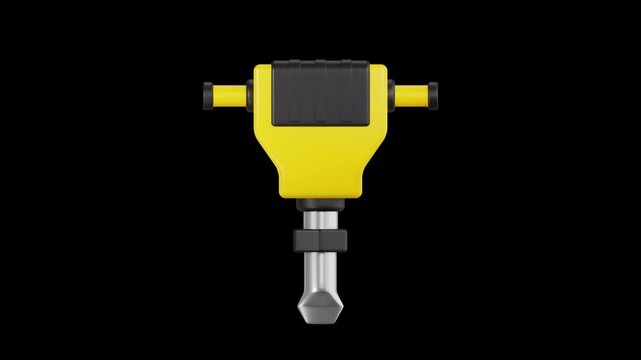 3D Animated Icon of Jackhammer, Construction Tools 3D Animation 3D Set, Color Key Effect