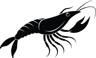 shrimp vector silhouette, shrimp icon vector, Sea lobster

