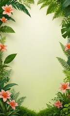 Tropical Floral Frame with Copy Space.
