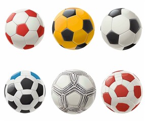Colorful Soccer Balls Illustration: Variety of Soccer Balls with Patterns and Designs