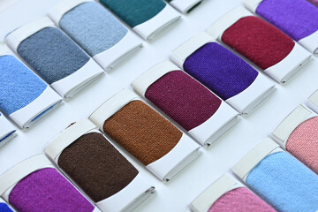 sample color shade of colorful fabric textile of clothing industry