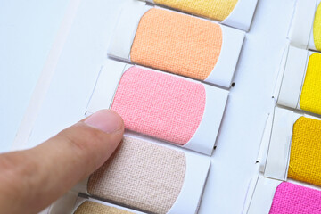 sample color shade of colorful fabric textile of clothing industry