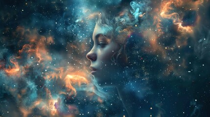 Cosmic Dream: A Woman Immersed in the Stars