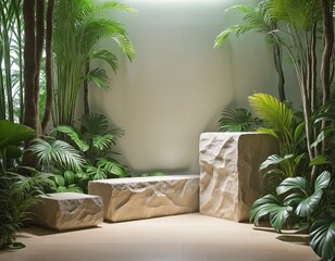 Fototapeta premium stone podiums in tropical environment