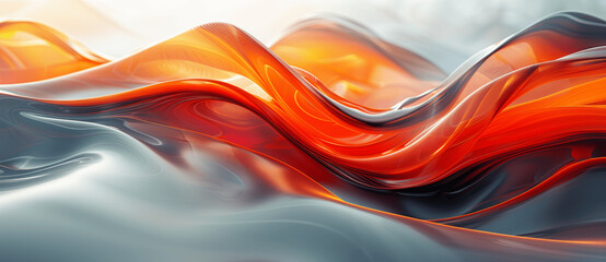 Futuristic Metallic Abstract Background with Red and Black Curved Lines in 8K Resolution