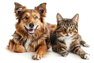 A photo of a dog and a cat together
