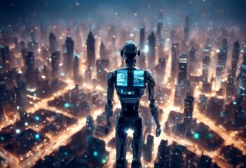 smart life analyzing interface digital robot computer city technology iot architecture internet model data metaverse coding network working big 3d futuristic safety security solution sustainable syste