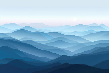 Fototapeta premium Blue mountains and sunrise scenes