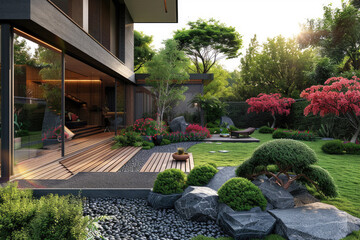 Obraz premium Overlooking Chinese style courtyard