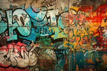 Urban Art: Abstract Graffiti on Concrete Wall