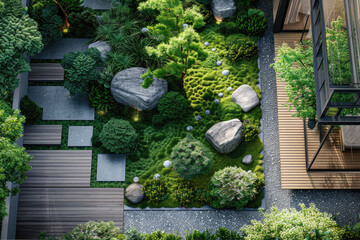 Fototapeta premium Overlooking Chinese style courtyard