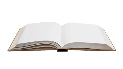 Open Blank Book with White Pages on Transparent Background