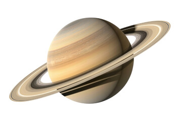 The planet Saturn isolated on a transparent background with no shadows.