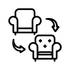 Vector black line icon for Upholstery