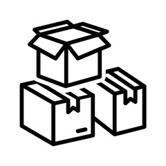 Vector black line icon for Cardboard boxes