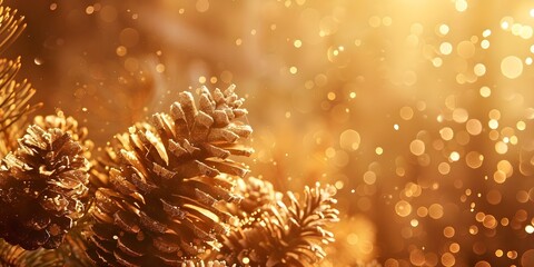 Seasonal allergies concept with pine cones and pollen against sepia background. Concept Seasonal Allergies, Pine Cones, Pollen, Sepia Background, Wellness Concept