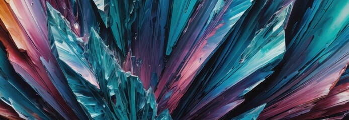 Abstract Painting with Blue, Purple and Red Strokes.