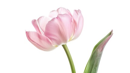 Naklejka premium Isolated pink tulip on white background