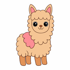 Alpaca colorful vector and illustration white background 