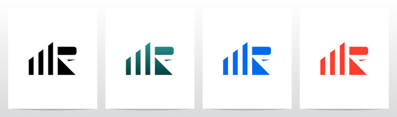 Perspective Pillars Block Behind Letter Initial Logo Design R