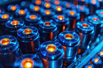 Blue battery components, energy concept