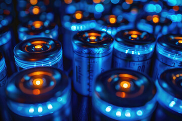 Blue battery components, energy concept