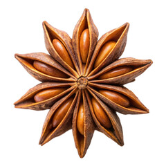 Anise star top view isolated on transparent background