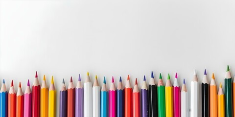 Fototapeta premium Top view of school supplies on white background isolated objects. Concept School Supplies, Top View, White Background, Isolated Objects