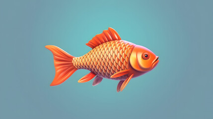 Fototapeta premium Carp fish 3d cartoon style