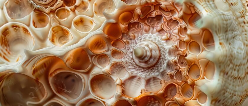 Panoramic close-up, high detail scan of operculum shell texture, Generative AI