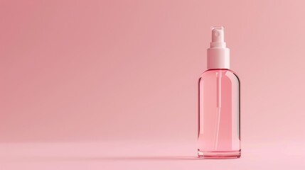 Cosmetic Bottle Mockup with Text Space on Pink Background